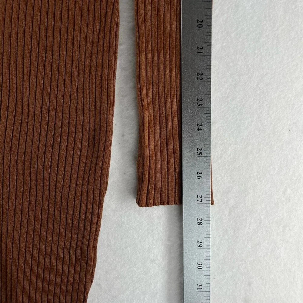 Hooked Up Sweater Dress Sz XL Ribbed Bodycon Mini Mock Neck Long Sleeve Brown - Picture 11 of 11